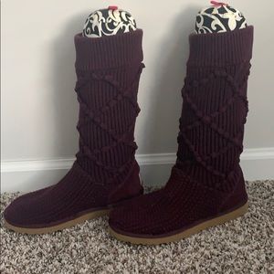 Maroon knit UGG boots
